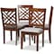 Baxton Studio Caron Grey Upholstered Walnut Wood 4-Piece Dining Chair Set 161-9881 - alternate 1